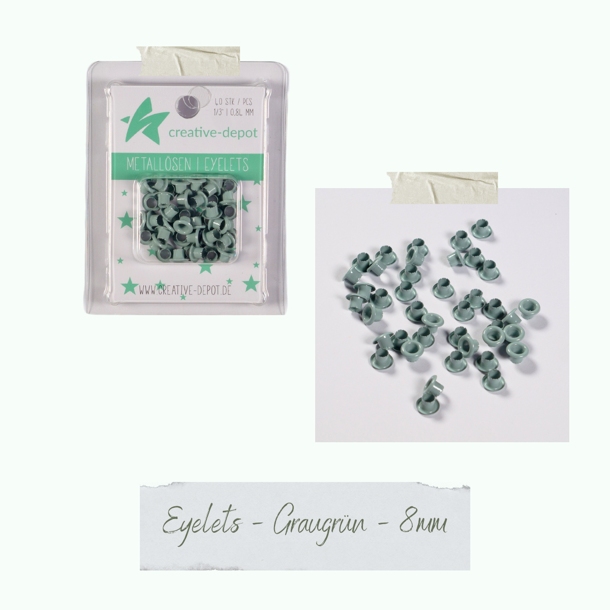 CD-EY-099_Eyelets-Graugr-n-8mm Eyelets - Graugrün - 8 mm
