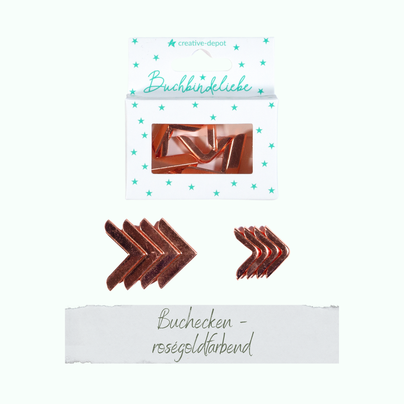 Buchecken - Rosegold - Buchbindeliebe - 8 Stück Buchecken - Rosegold - Buchbindeliebe - 8 Stück