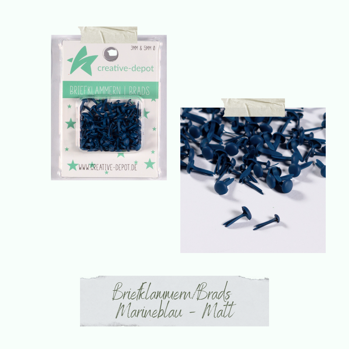 Brads - Marineblau - Matt - 100 Stück Brads - Marineblau - Matt - 100 Stück