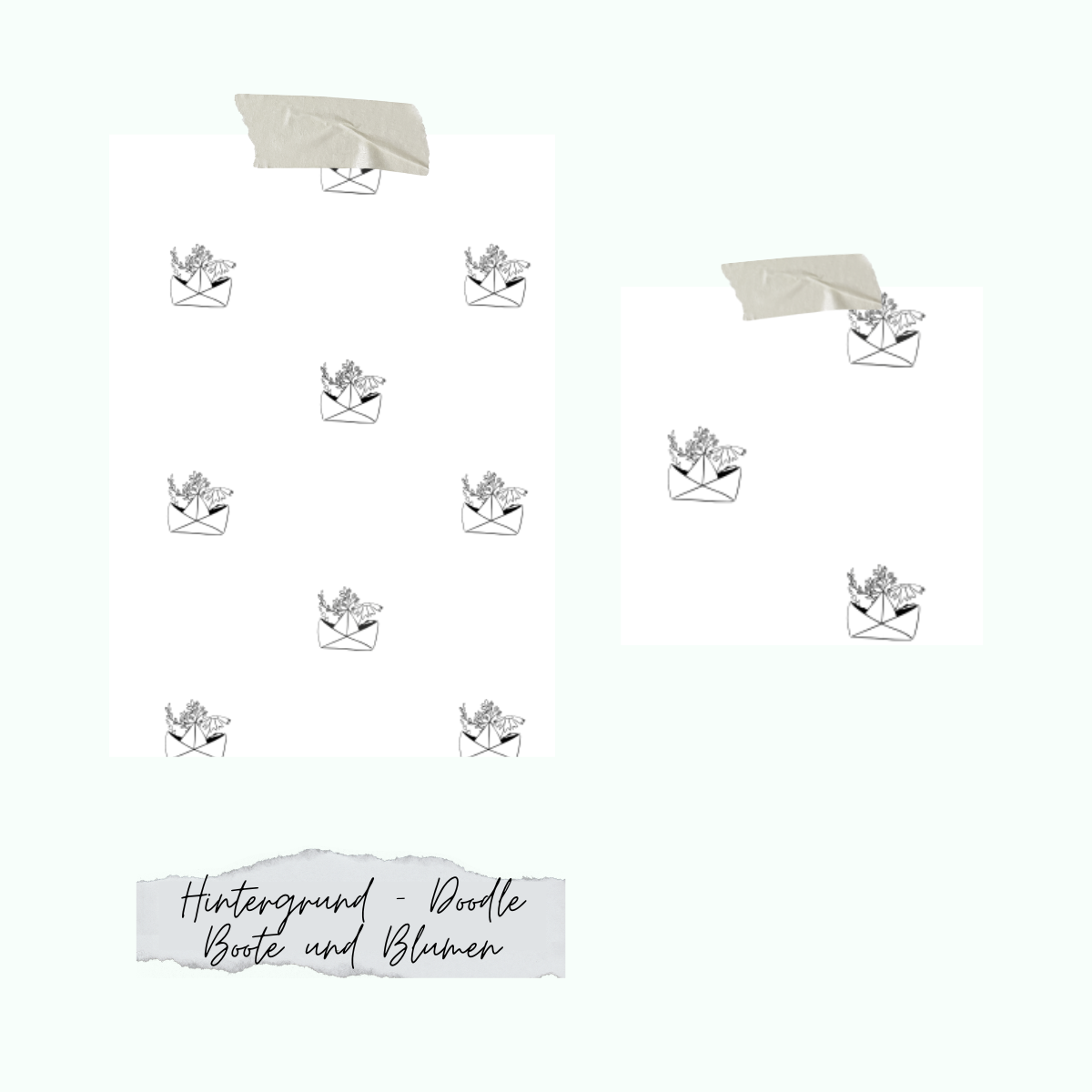 Hintergrund-Doodle-Boote-und-Blumen Stempelset - Hintergrund - Doodle Boote mit Blüten - Nur noch so lange der Vorrat reicht