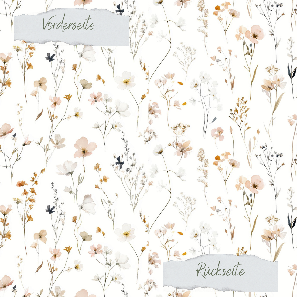 Designpapier - Blütenmix - Naturell - Doppelseitig bedruckt