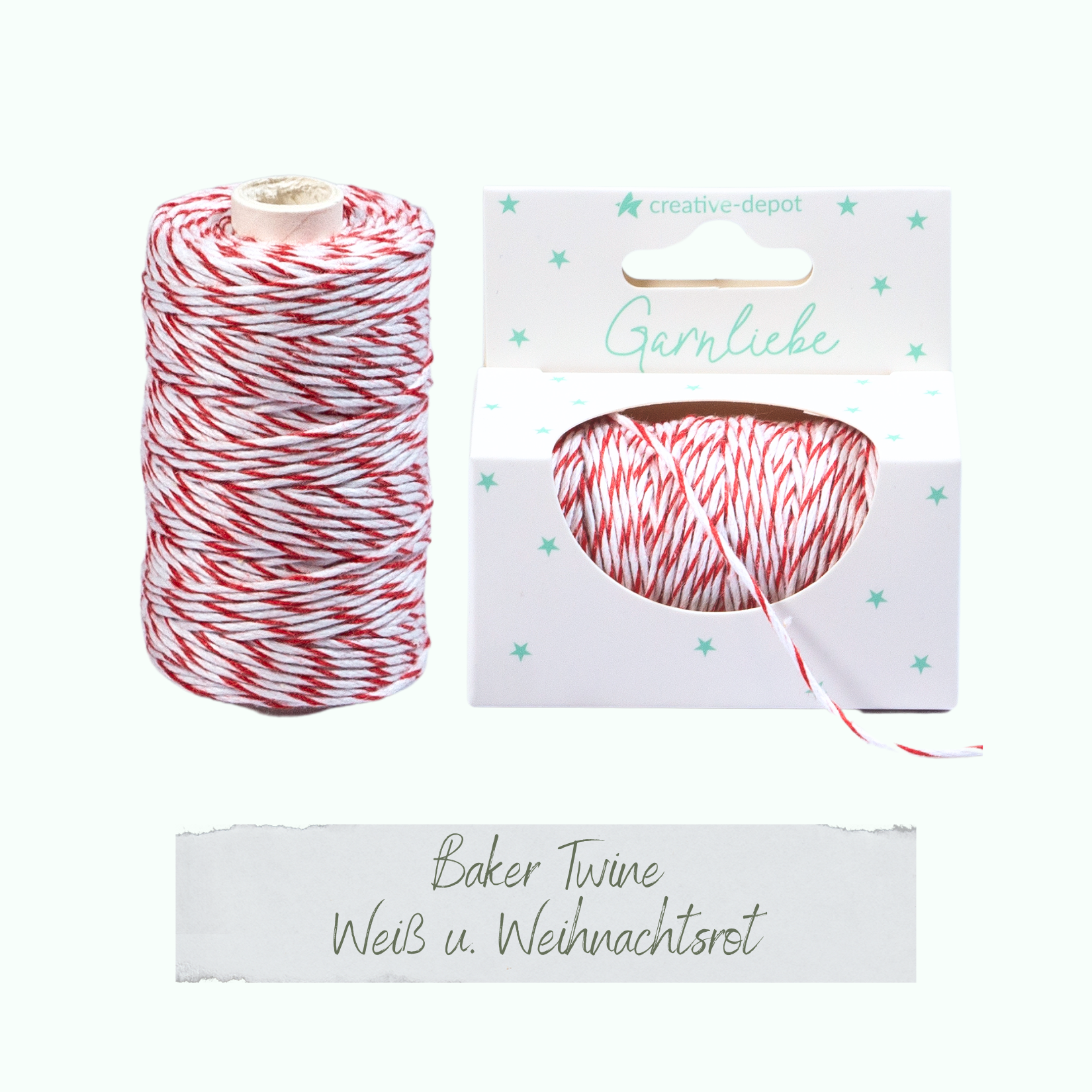 Baker Twine - Weiß & Weihnachtsrot - Garnliebe