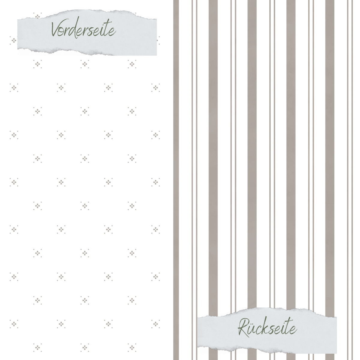 Designpapier - Basic - Taupe - Blümchen + Streifen - Doppelseitig bedruckt