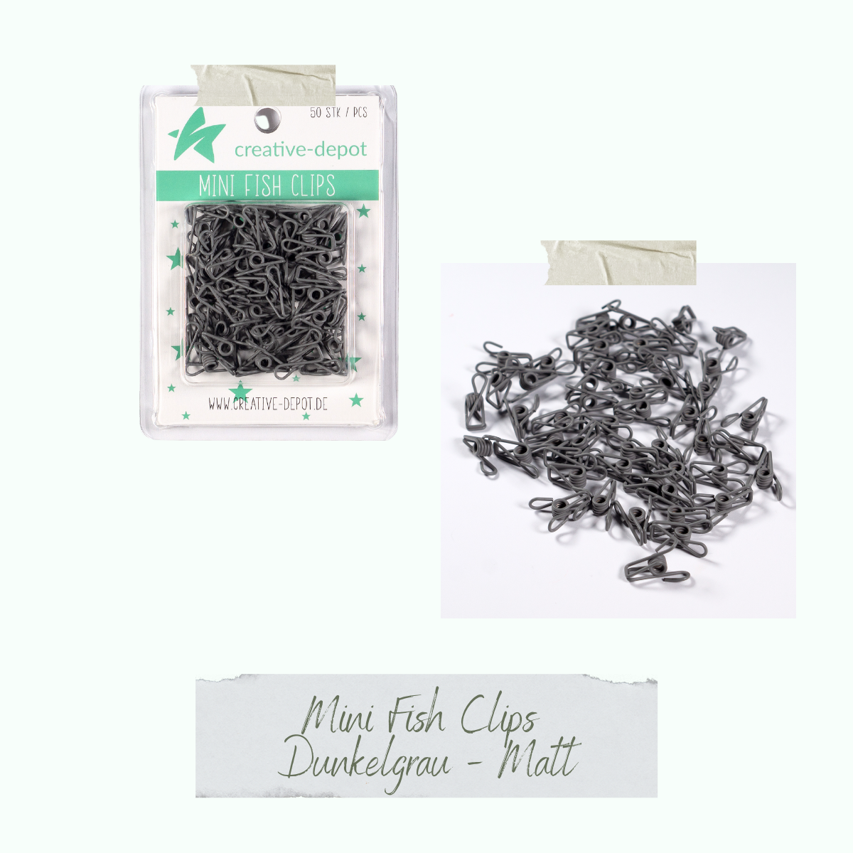 Mini Fish Clip - Dunkelgrau - Matt - 50 Stück Mini Fish Clip - Dunkelgrau - Matt - 50 Stück