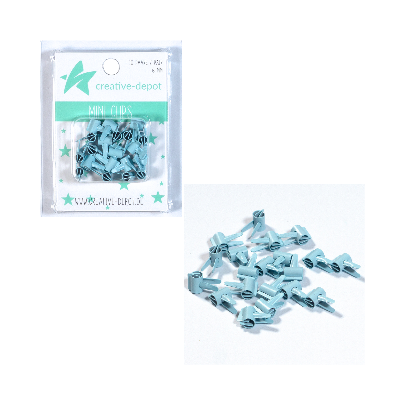 Mini Clip - Vintage Hellblau - Matt - 20 Stück