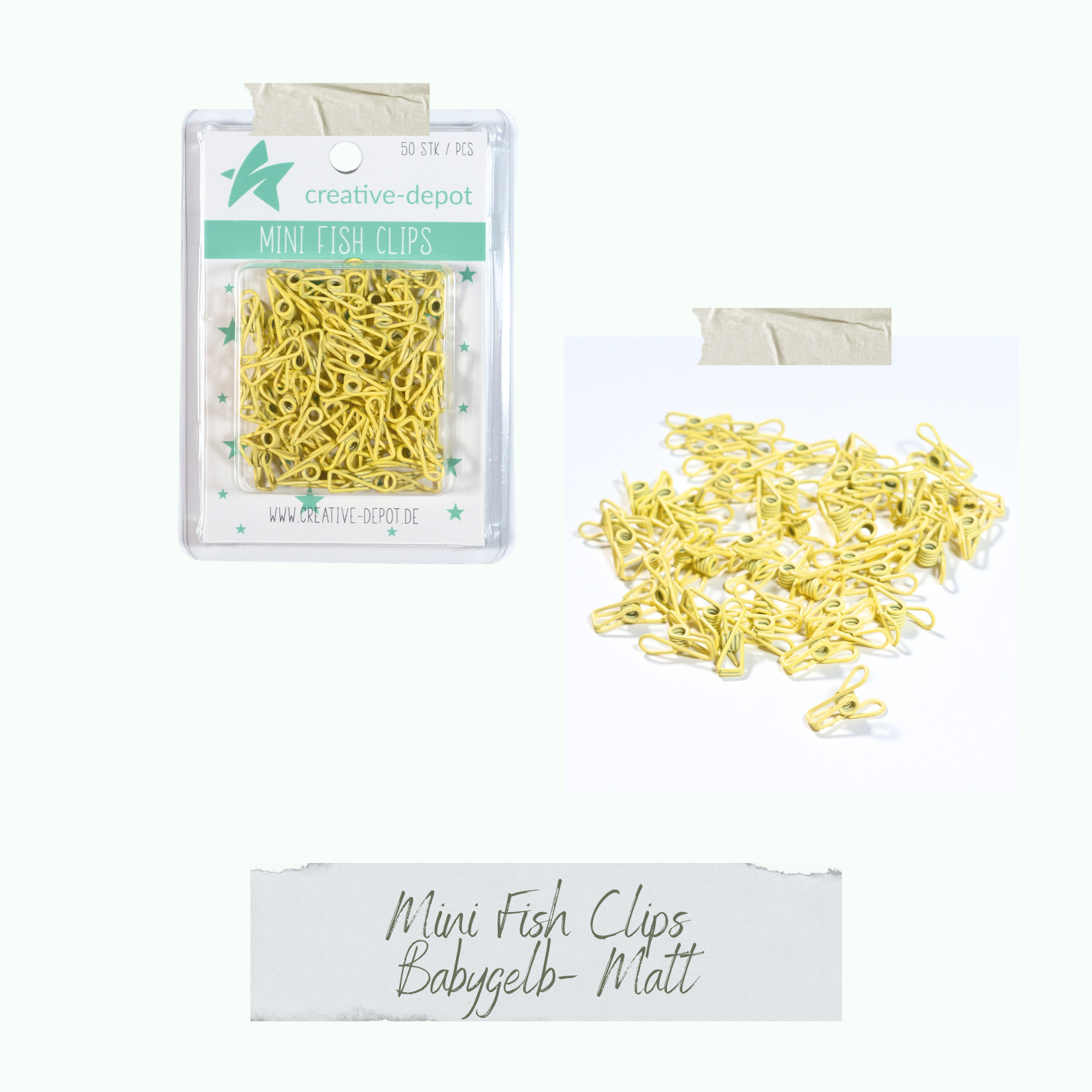 Mini Fish Clip - Babygelb - Matt - 50 Stück