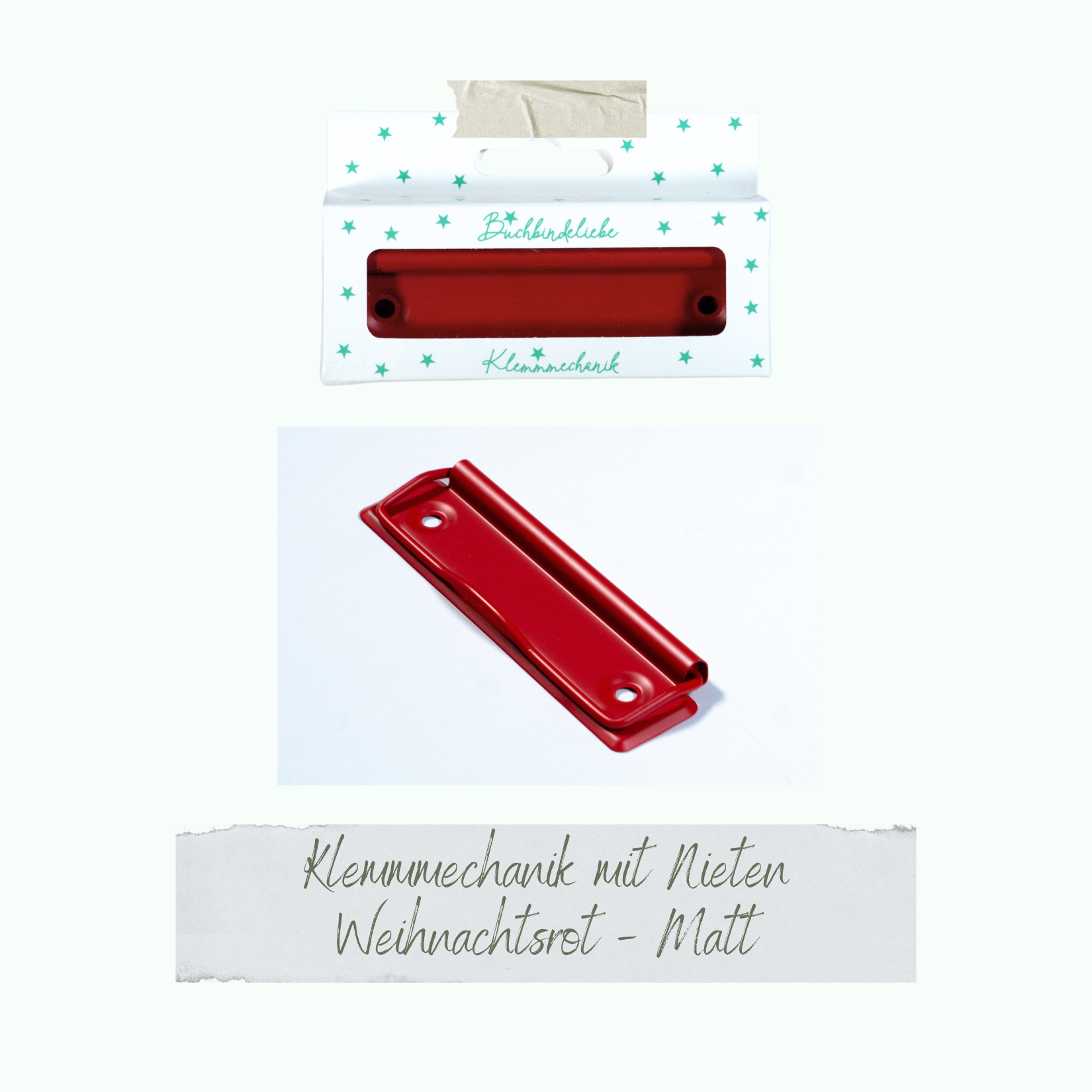 Klemmmechaniken - Weihnachtsrot - Matt - Buchbindeliebe - 3 Stück inkl. Nieten  Klemmmechaniken - Weihnachtsrot - Matt - Buchbindeliebe - 3 Stück inkl. Nieten