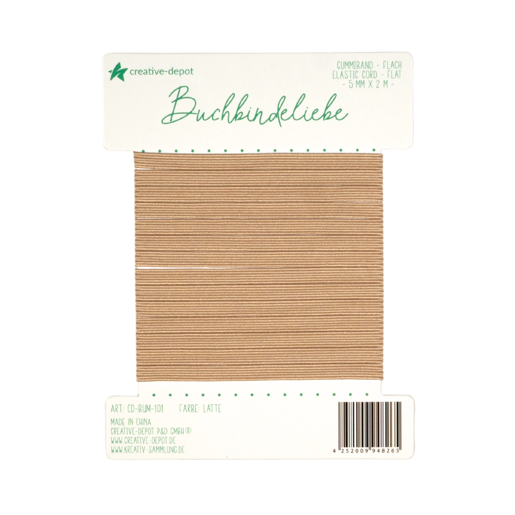 Gummiband - Latte - flach - Buchbindeliebe