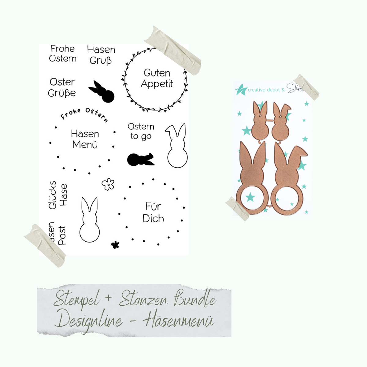 Bundle - Designline - Hasenmenü - Stempelset & Stanzen 