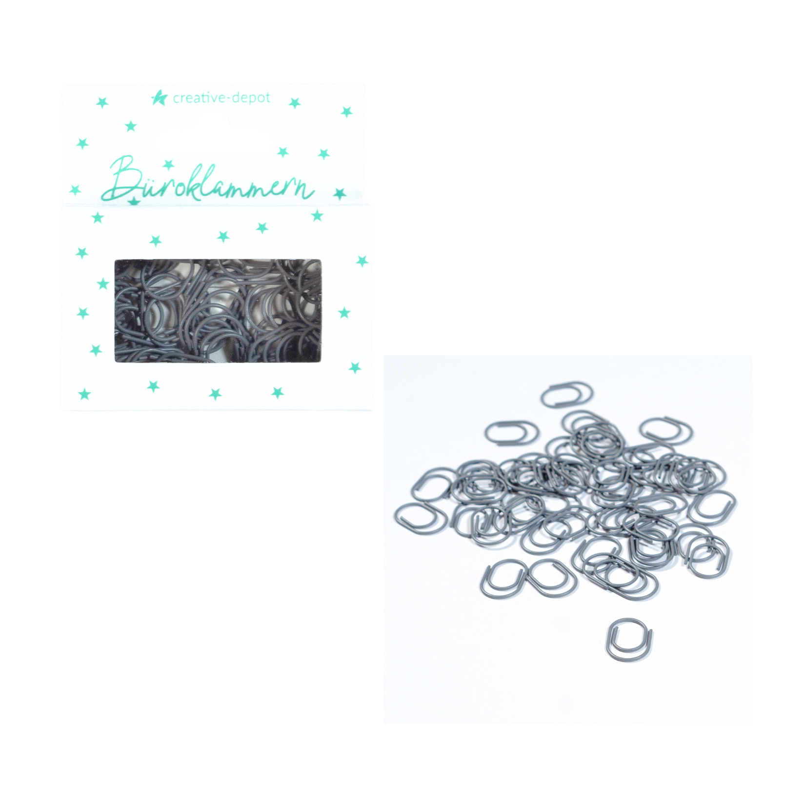 Büroklammer Oval - Dunkelgrau - Matt - 50 Stück