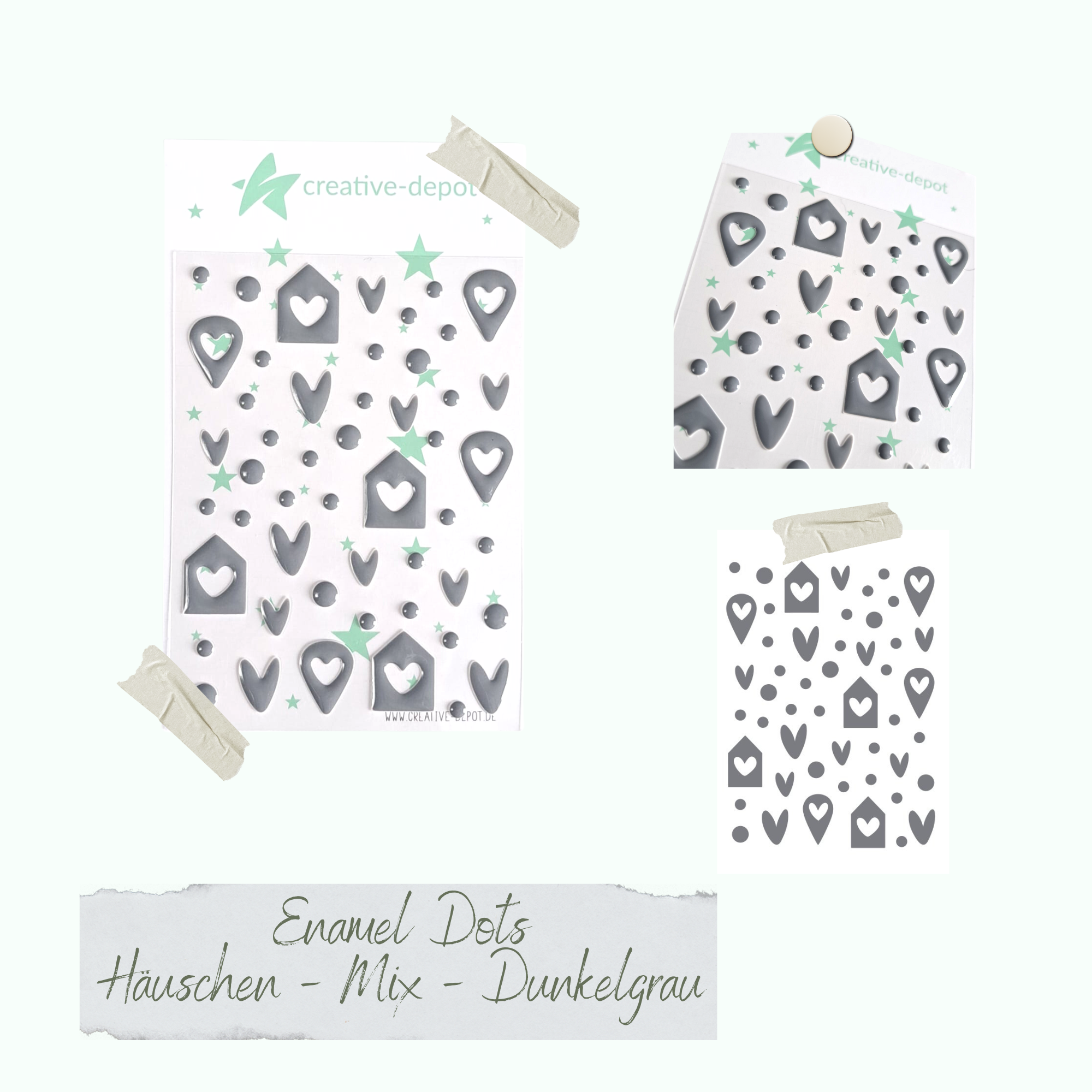 CD-ED-116 Enamel Dots - Häuschen Mix - Dunkelgrau