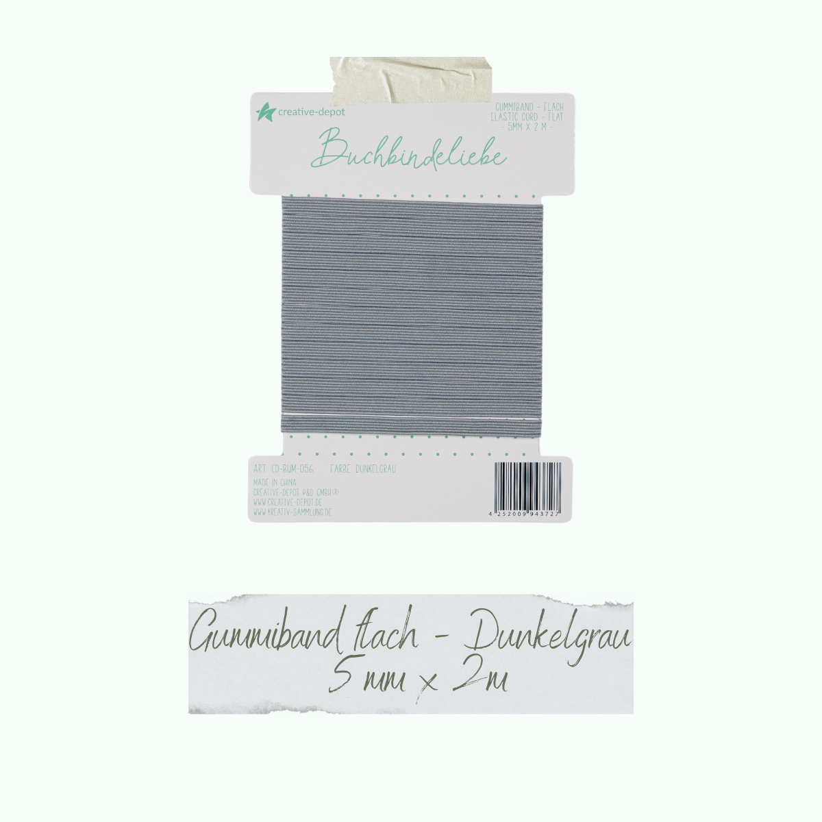 CD-BUM-056_Gummiband-flach-Dunkelgrau Buchbindeliebe - Gummiband - Dunkelgrau - flach