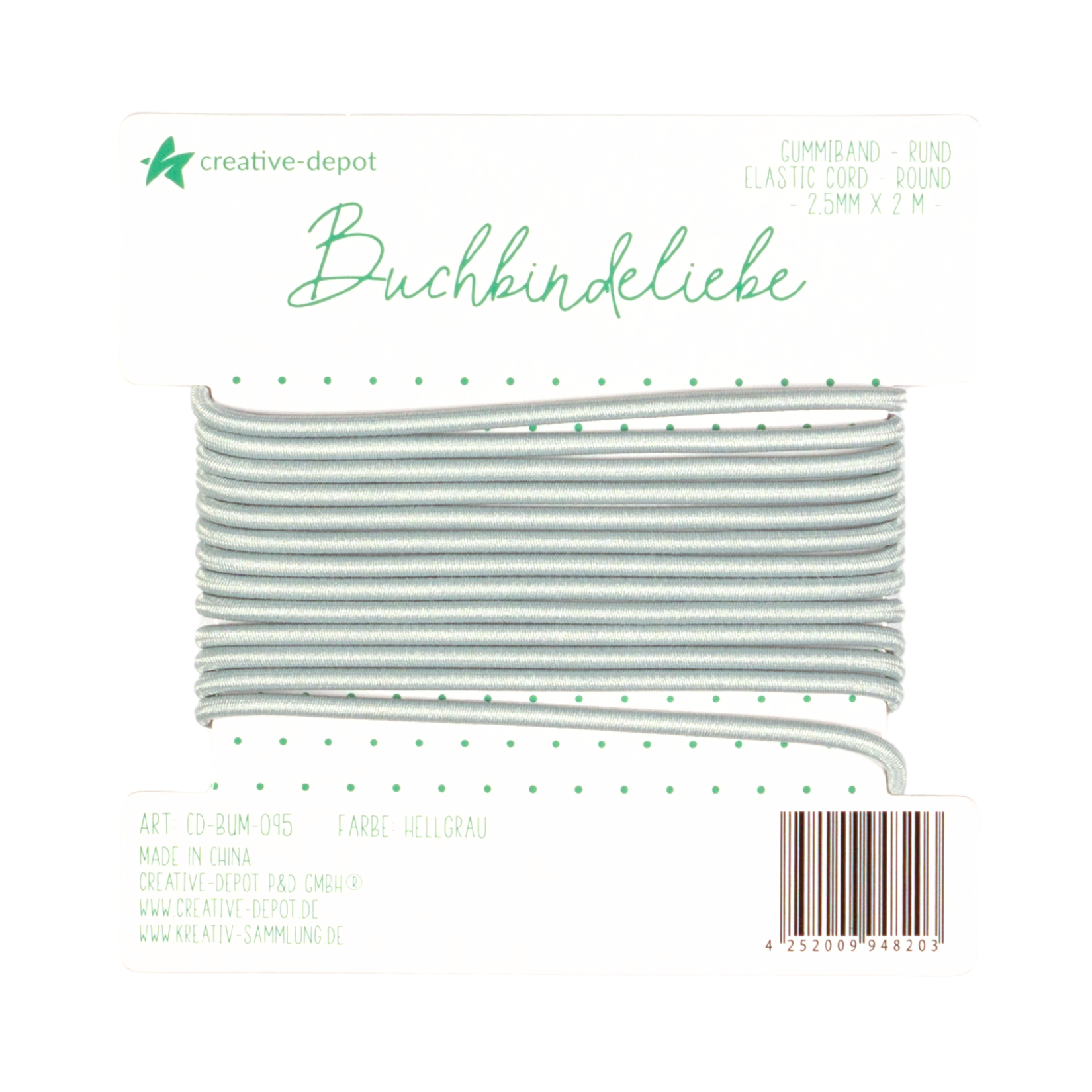 Gummiband - Hellgrau - rund - Buchbindeliebe