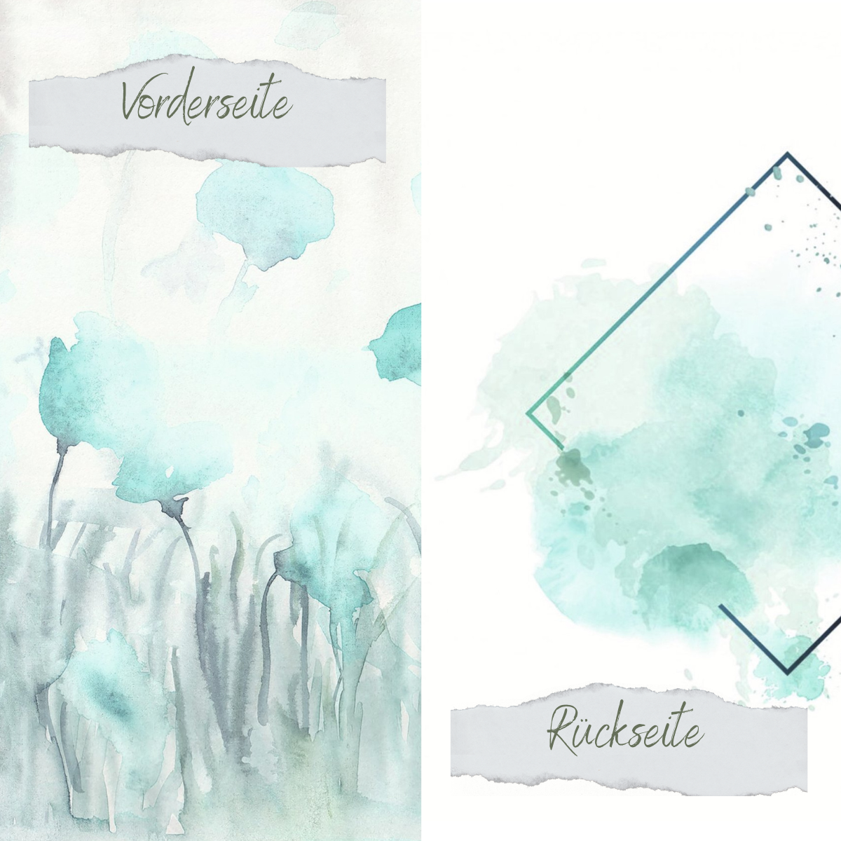 Designpapier - Aquarell Blumen - Beidseitig bedruckt