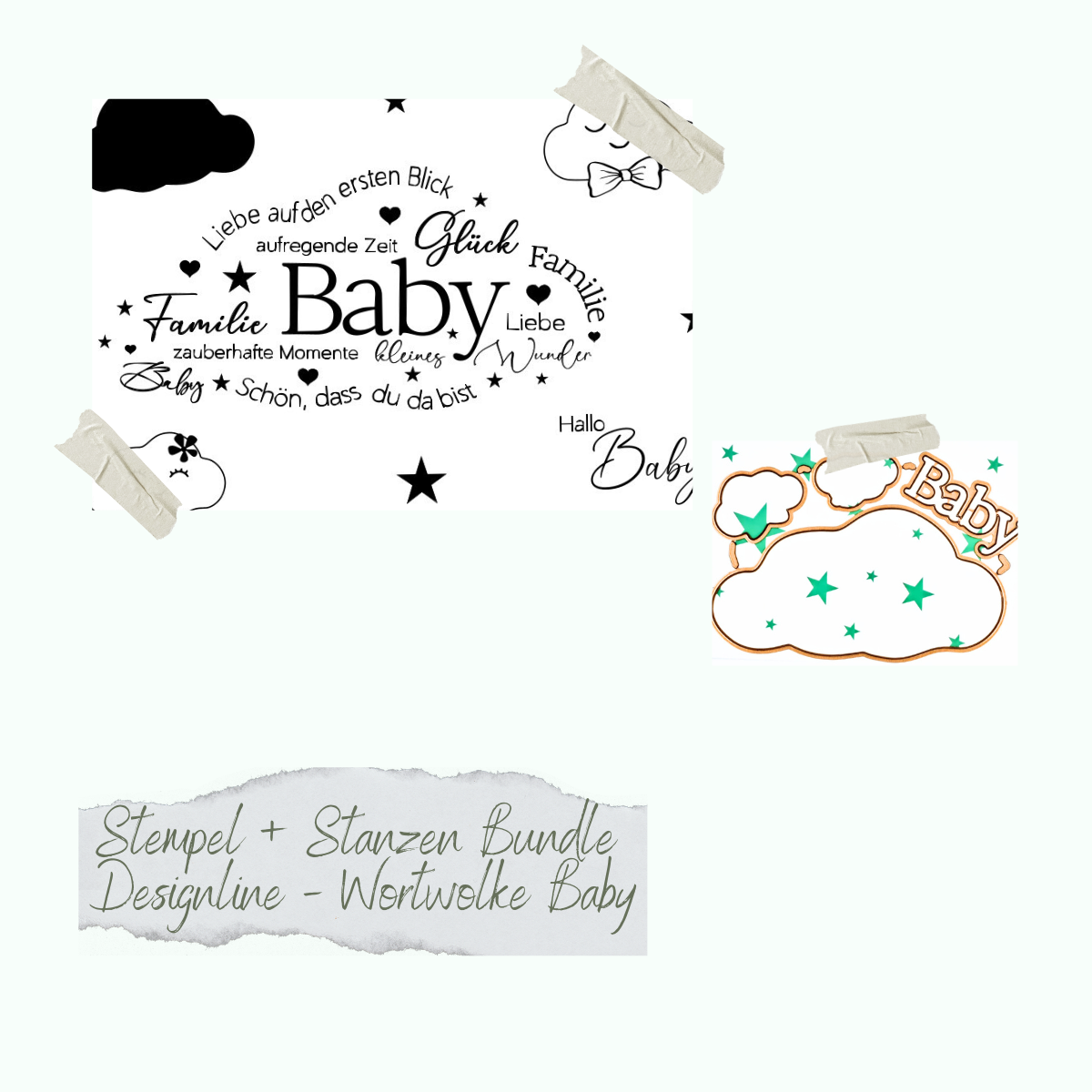 Bundle - Designline - Wortwolke Baby - Stempelset & Stanzen