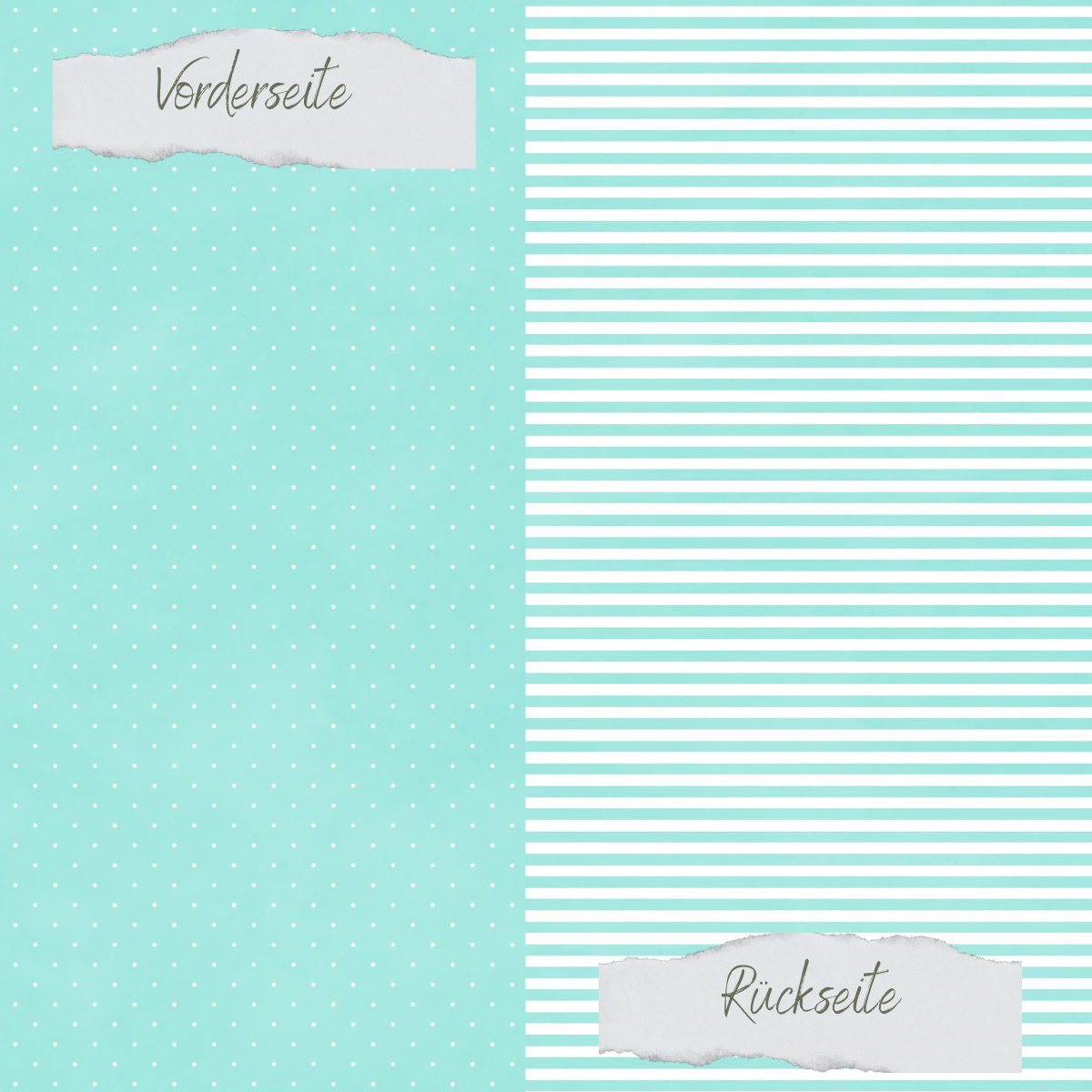 Designpapier - Basic - Sommerjade - Mini Pünktchen + Schmale Streifen - Doppelseitig bedruckt 