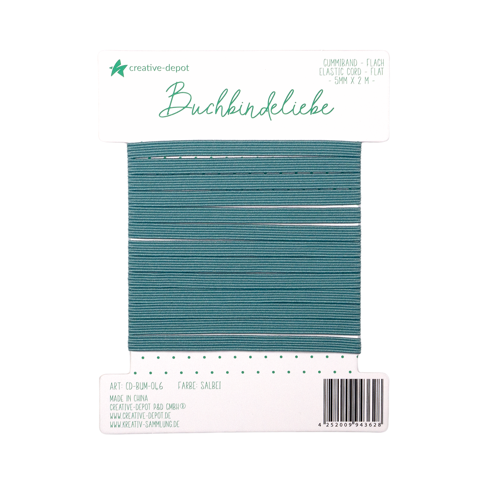 Gummiband - Salbei - flach - Buchbindeliebe