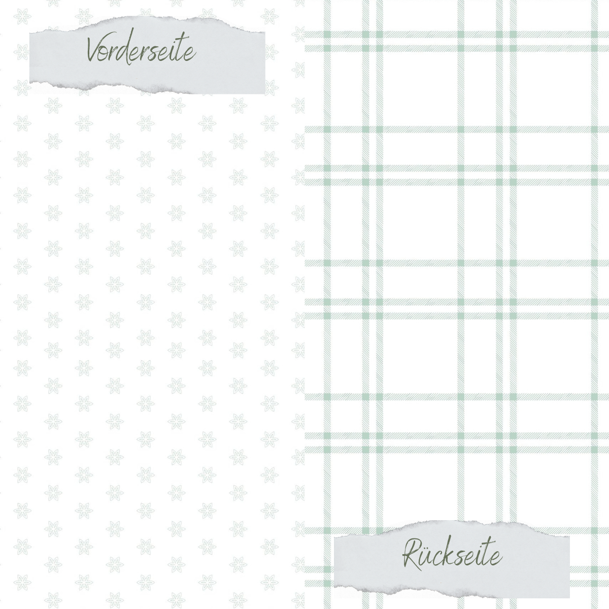 Designpapier - Basic - Vintage Mint - Blumen + Karomuster - Doppelseitig bedruckt