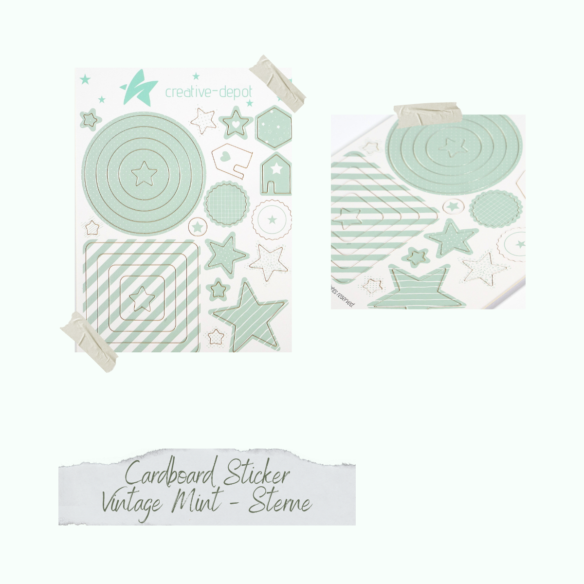 Cardboard Sticker - Vintage Mint - Sterne Cardboard Sticker - Vintage Mint - Sterne
