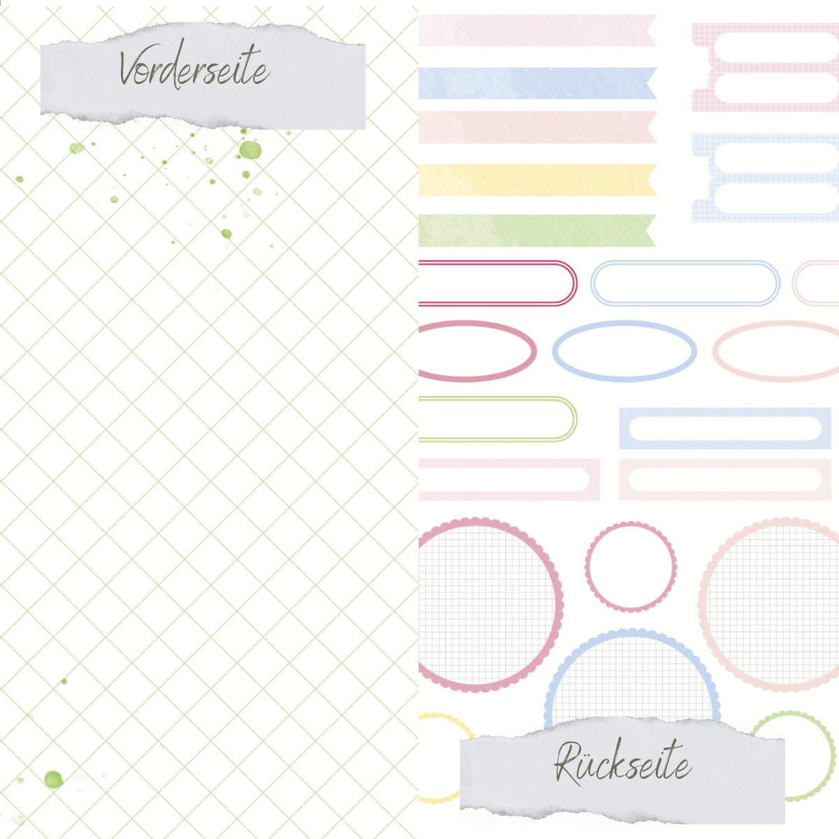 Designpapier - Scrapliebe - Tulpenliebe - Labels - Doppelseitig bedruckt