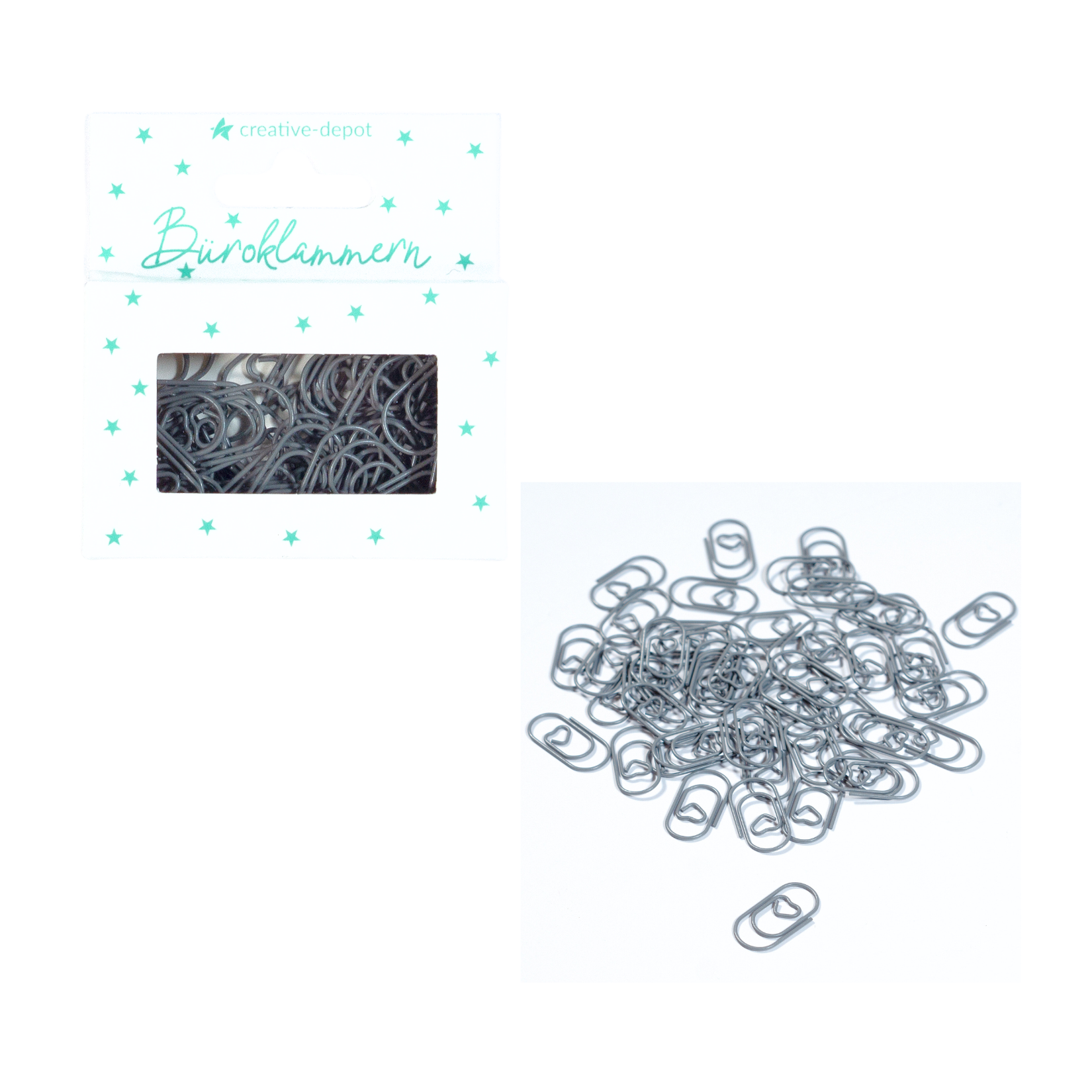 Büroklammer Herz - Dunkelgrau - Matt - 50 Stück