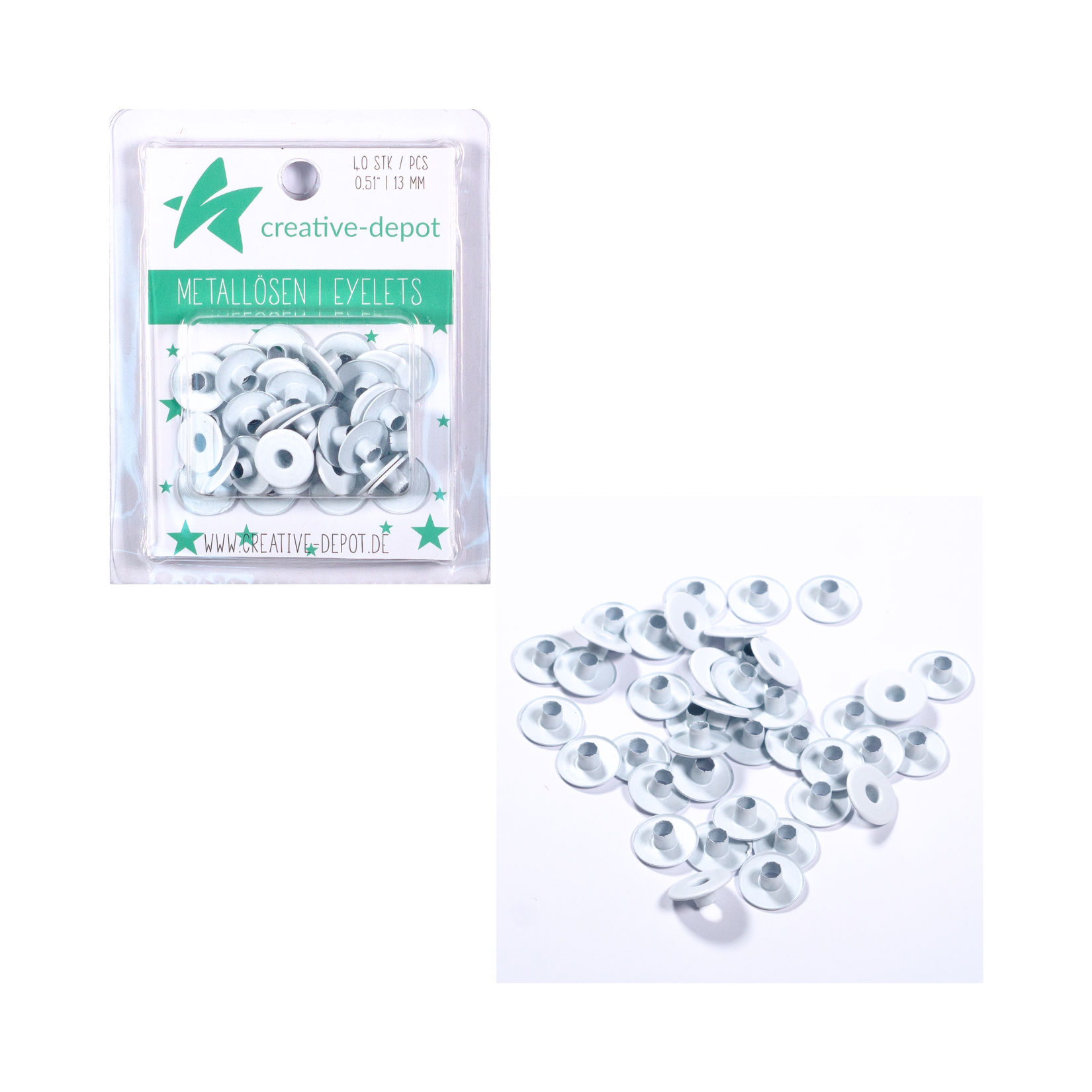 Breite Eyelets - Weiß - Matt - 13 mm