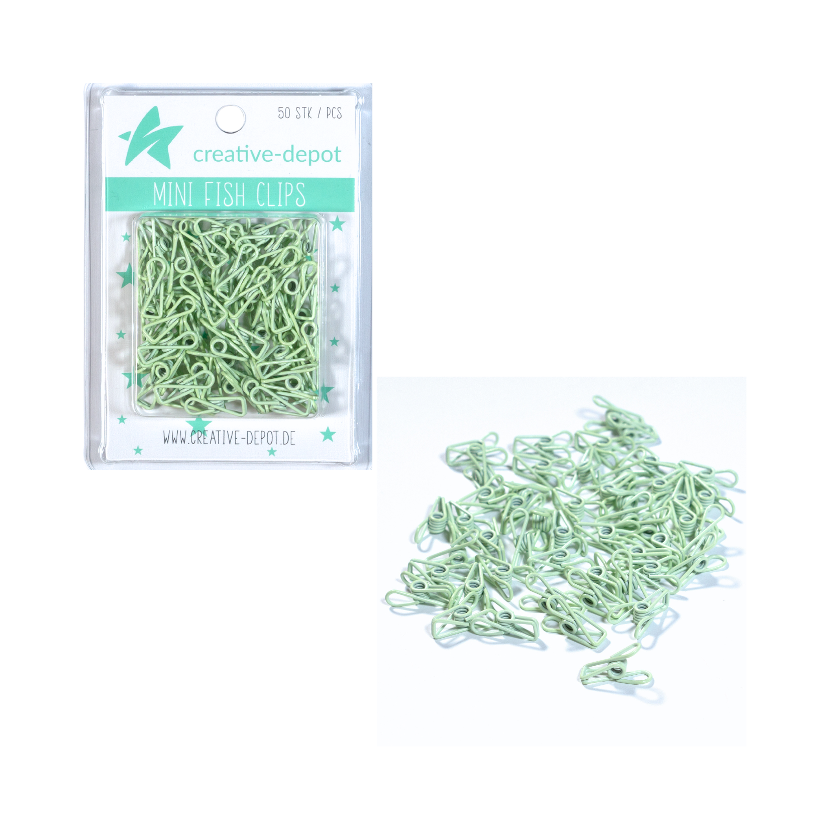 Mini Fish Clip - Seeglas - Matt - 50 Stück