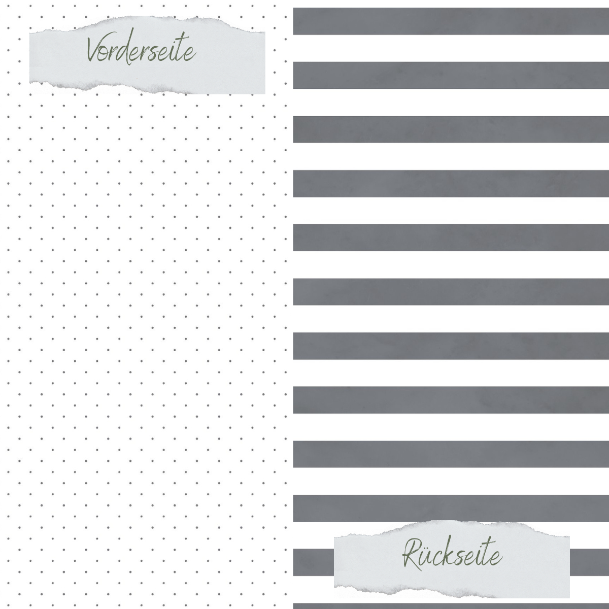 Designpapier - Basic - Dunkelgrau - Gepunktet + Breite Streifen - Doppelseitig bedruckt