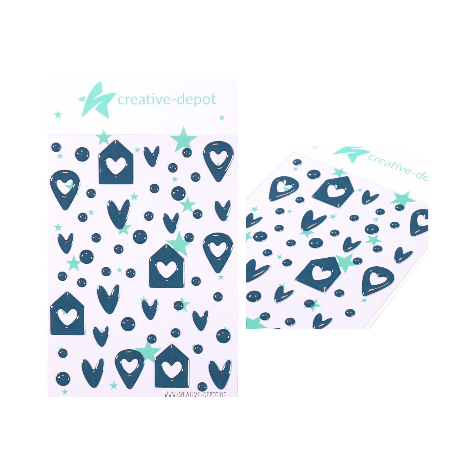 Enamel Dots - Häuschen Mix - Pfauenblau