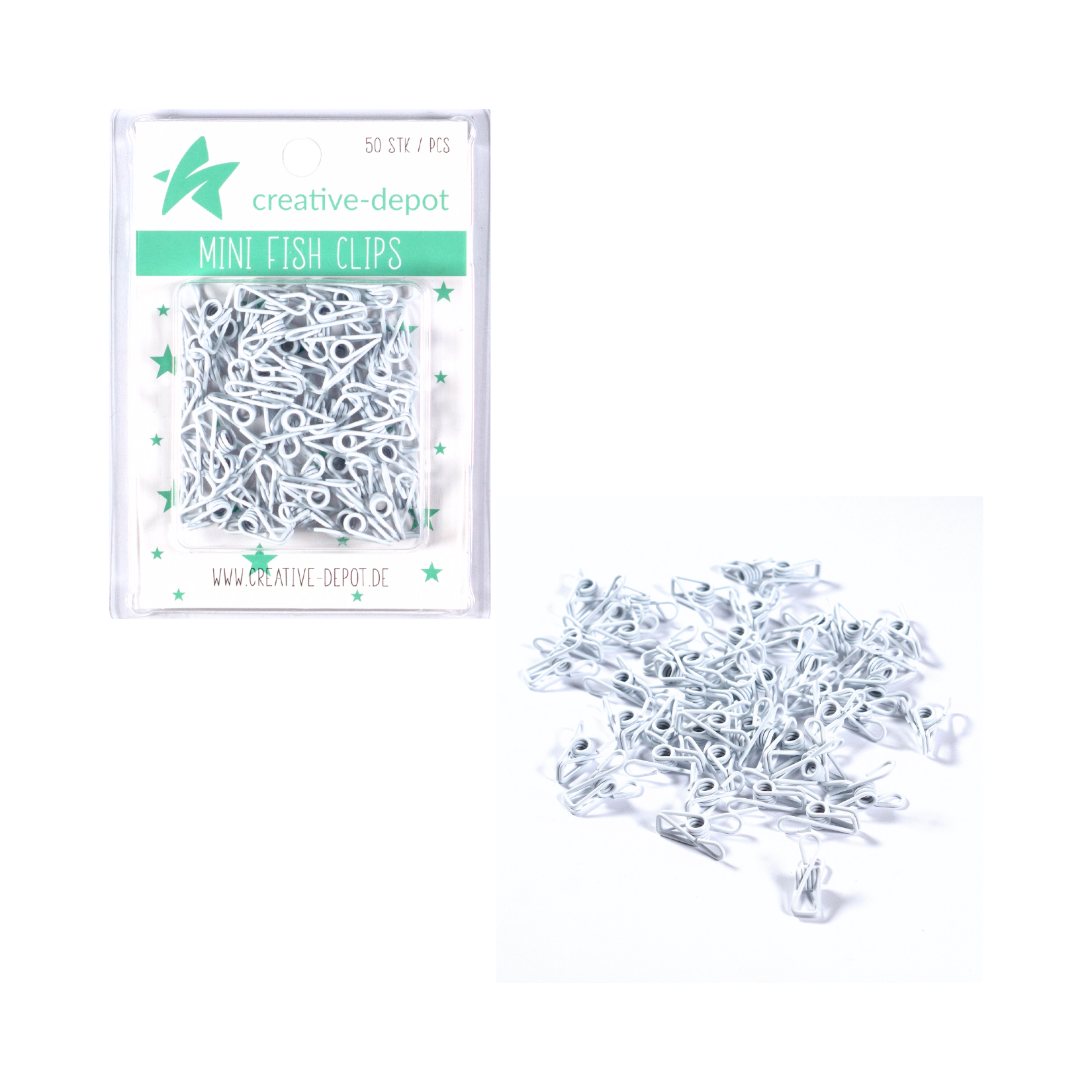 Mini Fish Clip - Weiß - Matt - 50 Stück