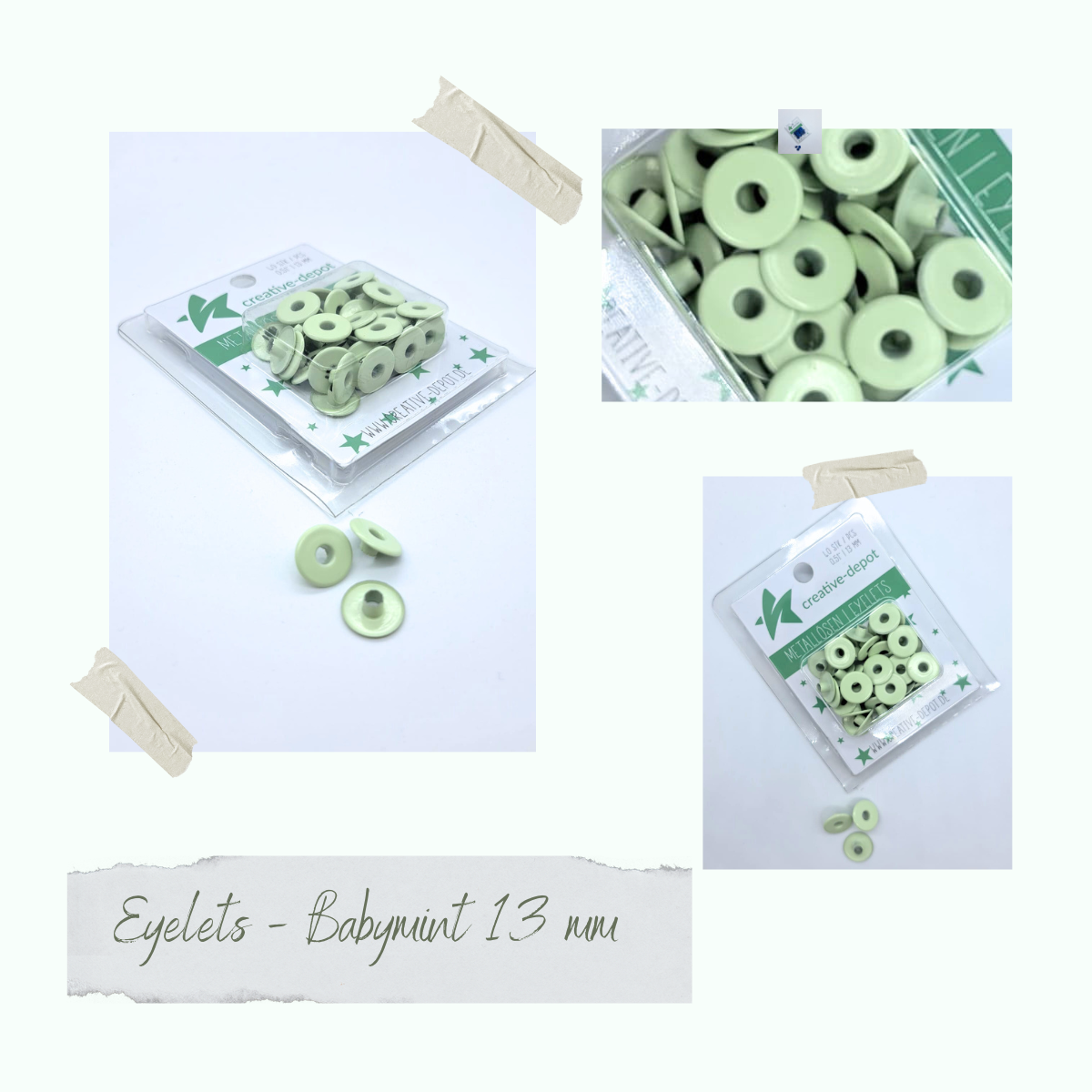 Breite Eyelets - Babymint - 13mm