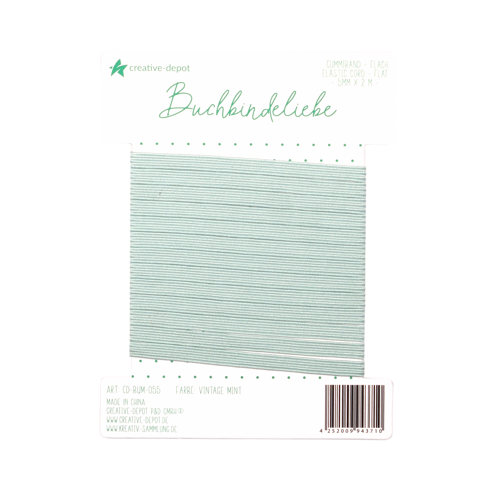 Gummiband - Vintage Mint - flach - Buchbindeliebe