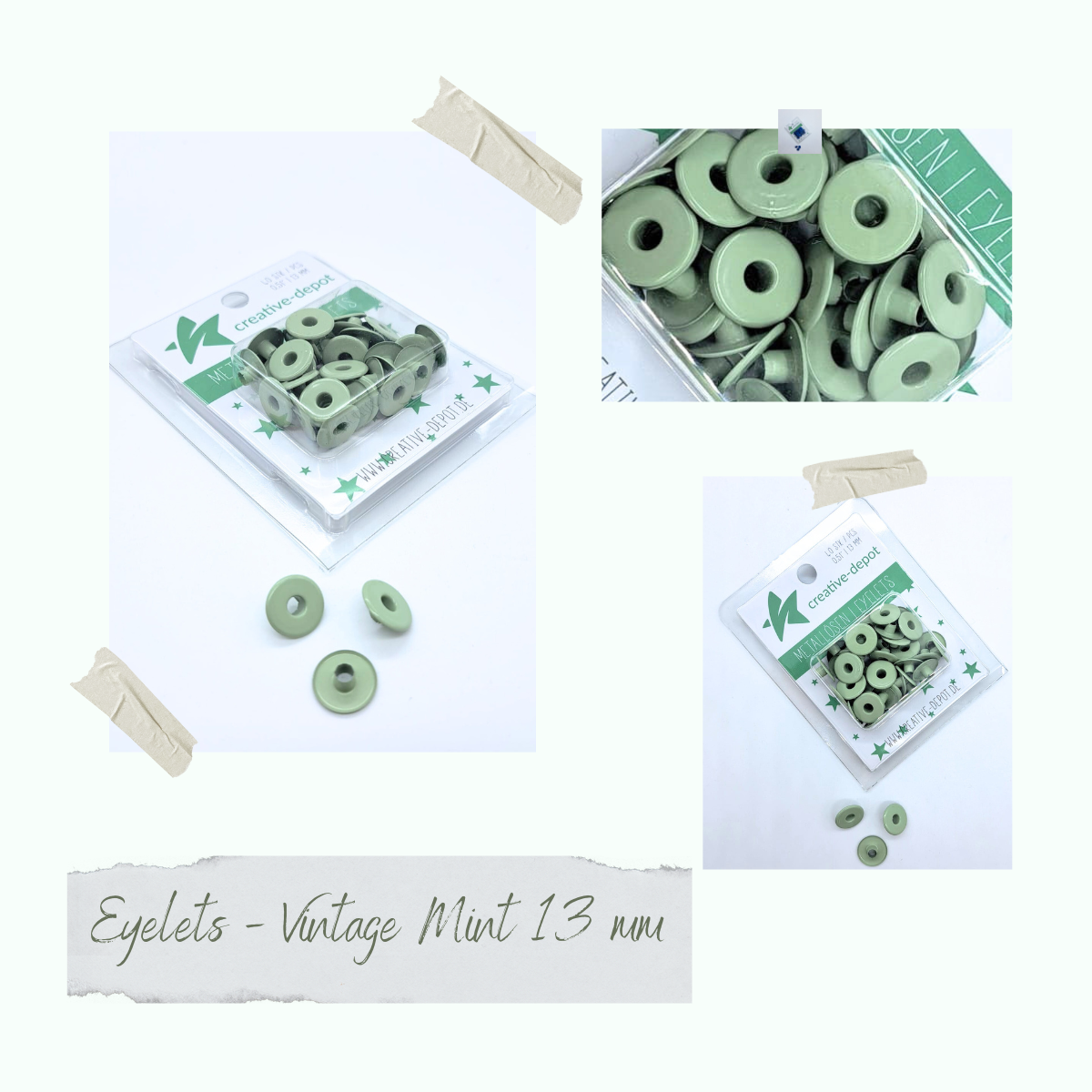CD-EYB-035 Breite Eyelets - Vintage Mint - 13mm