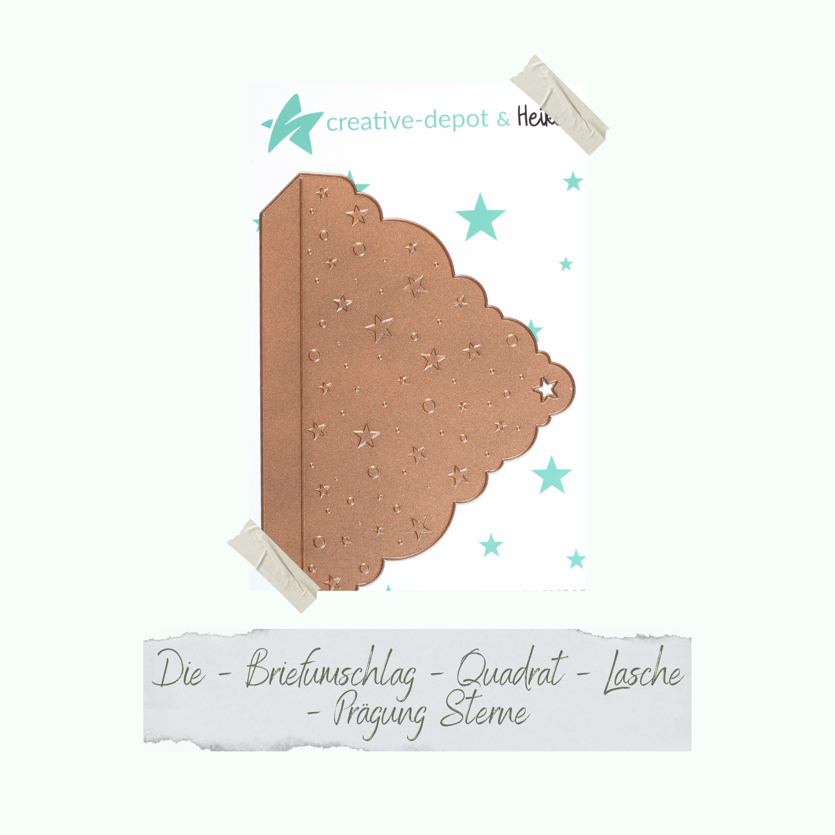 Die - Briefumschlag - Quadrat - Lasche - Prägung Sterne