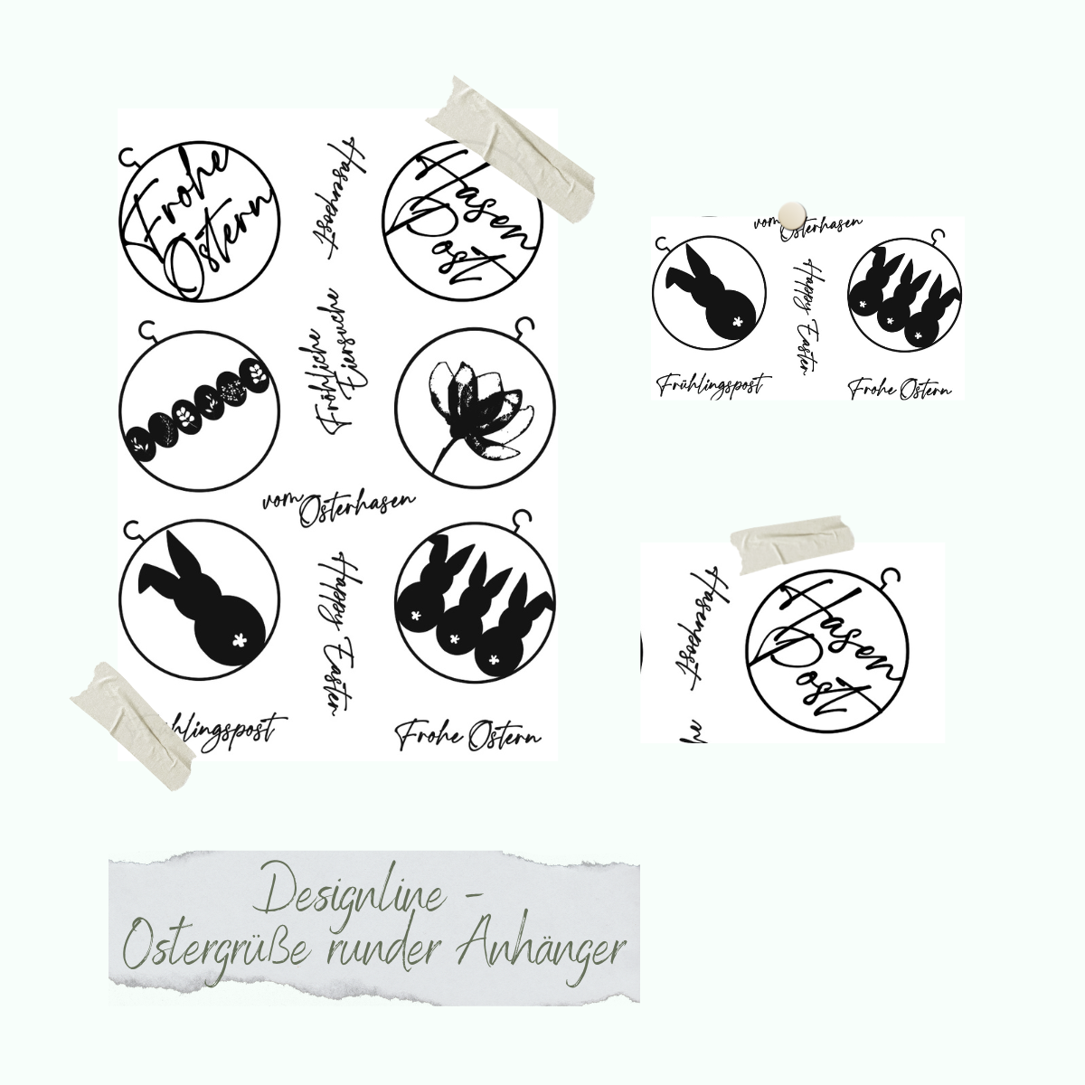 CD-Stt-1069-Designline-Ostergr-sse-runder-Anh-nger Set de Sello - Designline - Ostergrüße runder Anhänger