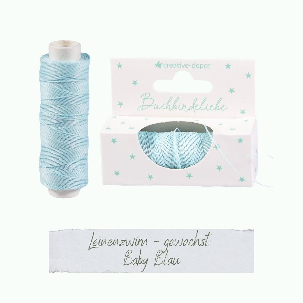 Leinenzwirn gewachst - Baby Blau - Buchbindeliebe Leinenzwirn gewachst - Baby Blau - Buchbindeliebe