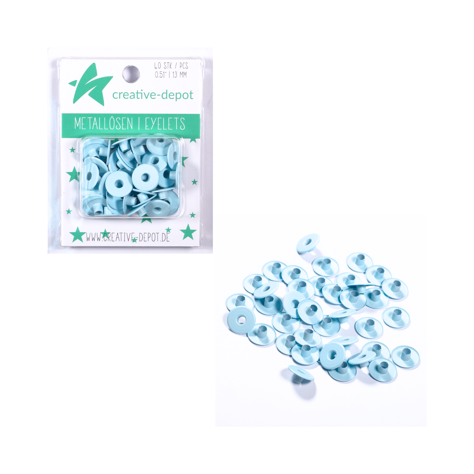 Breite Eyelets - Baby Blau - Matt - 13 mm