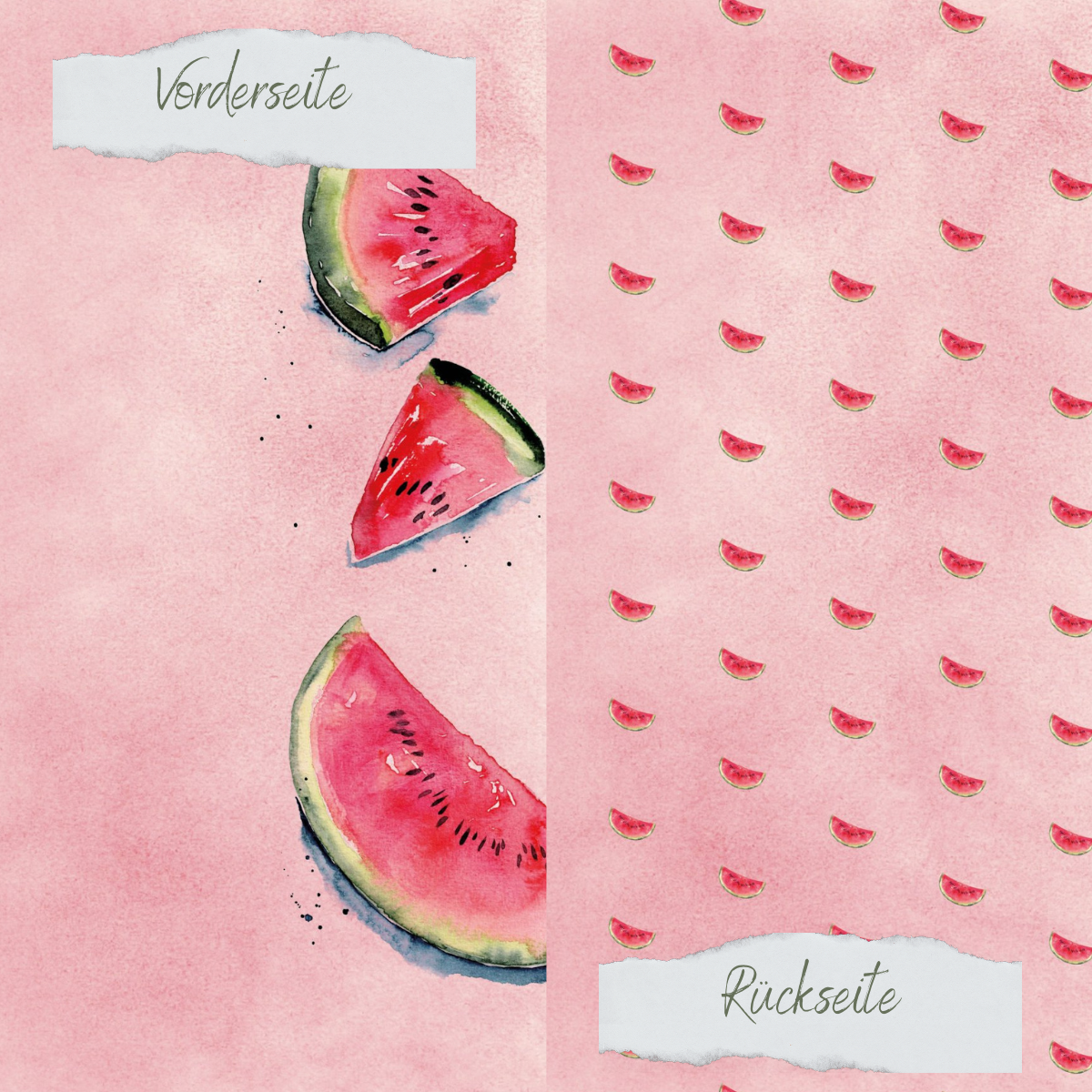 Designpapier - Wassermelonen II - Doppelseitig bedruckt