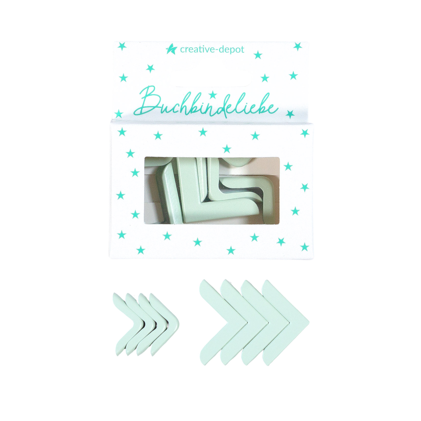 Buchecken - Babymint - Matt - Buchbindeliebe - 8 Stück