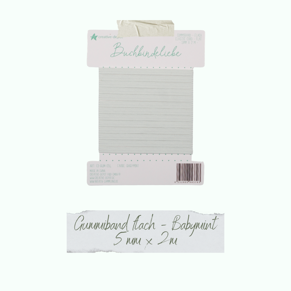 CD-BUM-054_Gummiband-flach-Babymint Buchbindeliebe - Gummiband - Babymint - flach