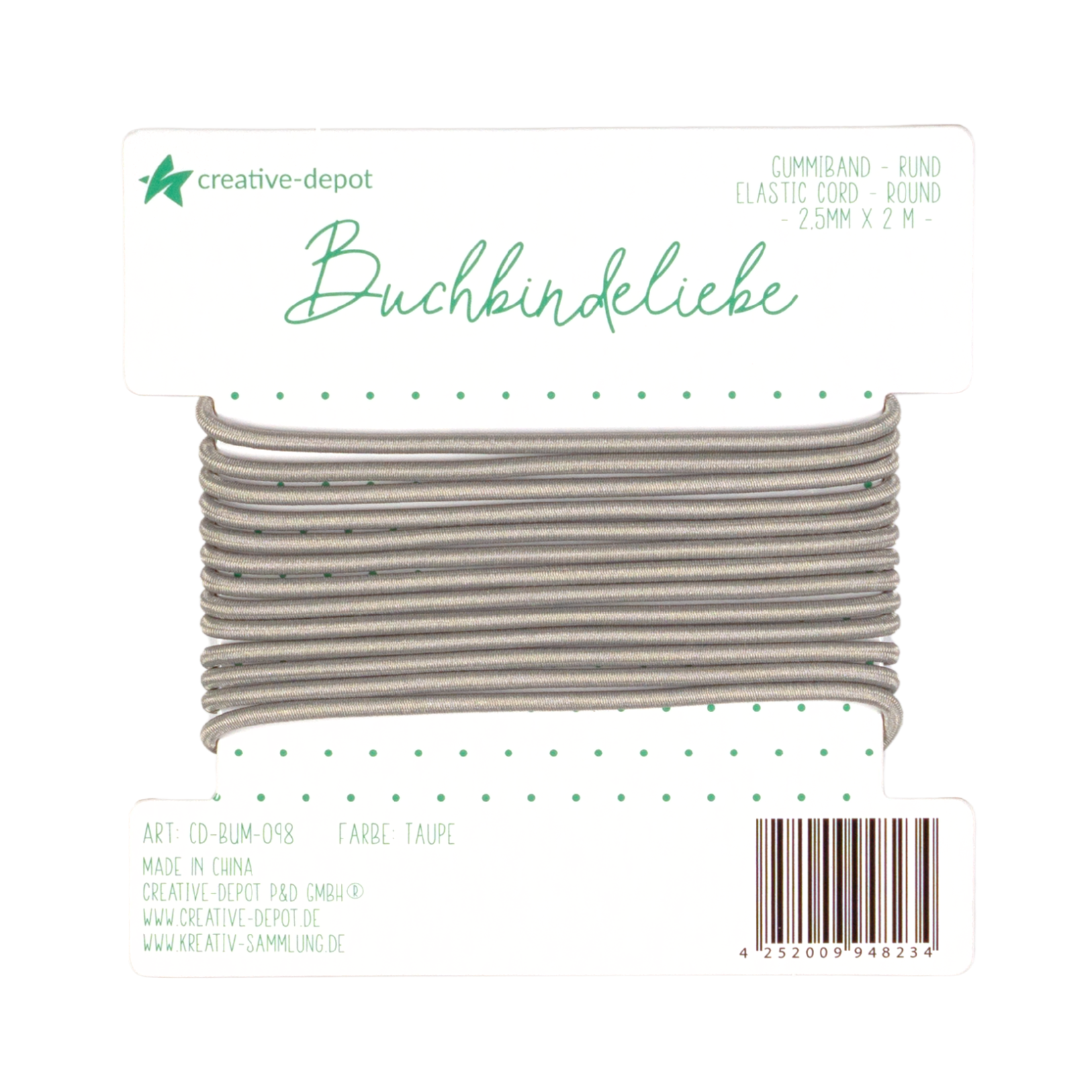Gummiband - Taupe - rund - Buchbindeliebe