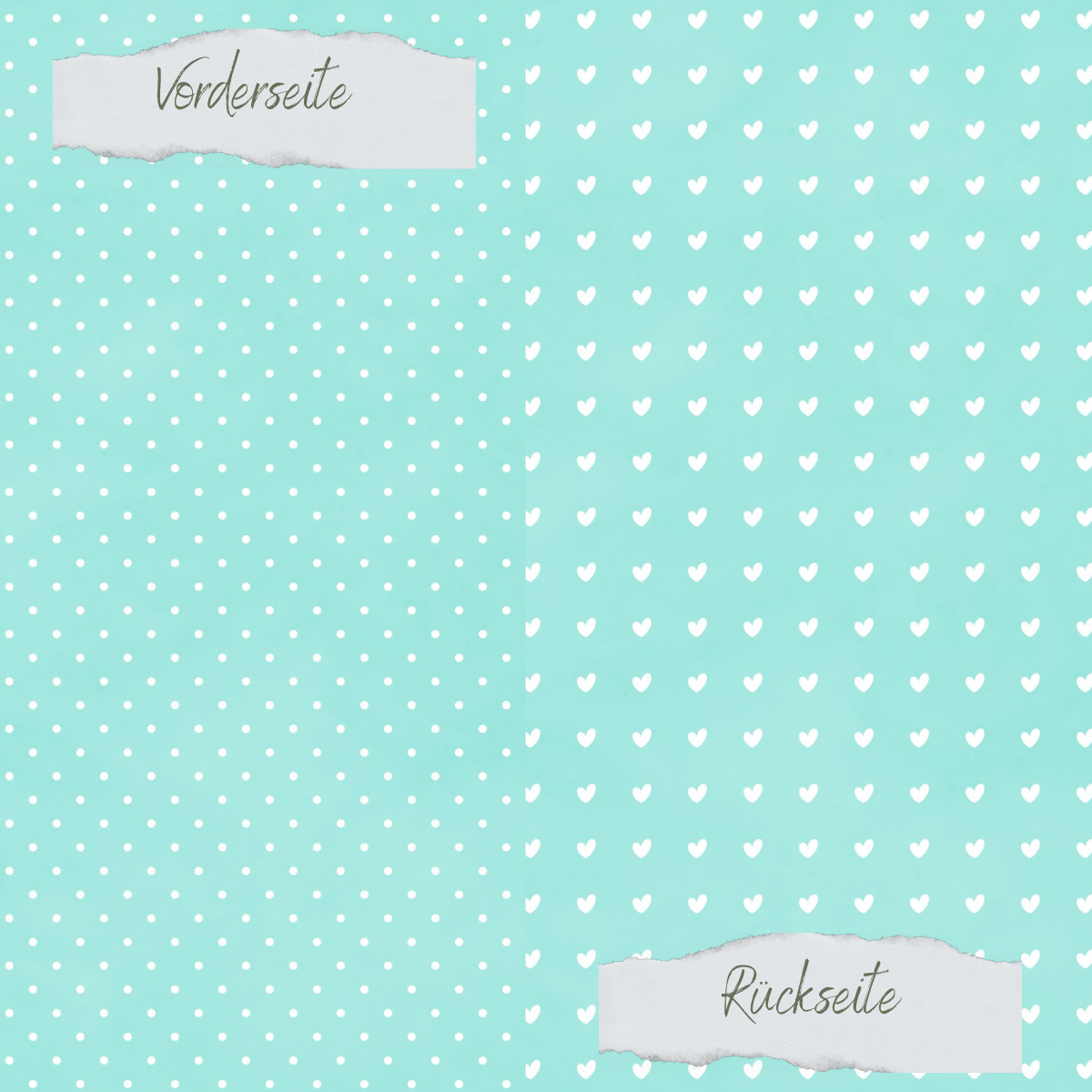Designpapier - Basic - Sommerjade - Pünktchen + Herzchen - Doppelseitig bedruckt