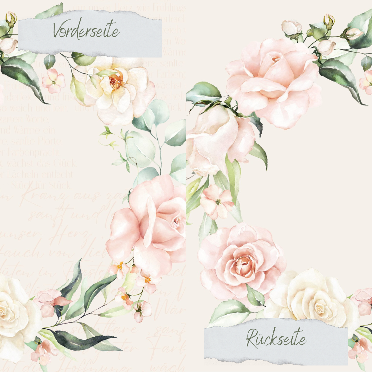 Designpapier - Rosentraum - Doppelseitig bedruckt