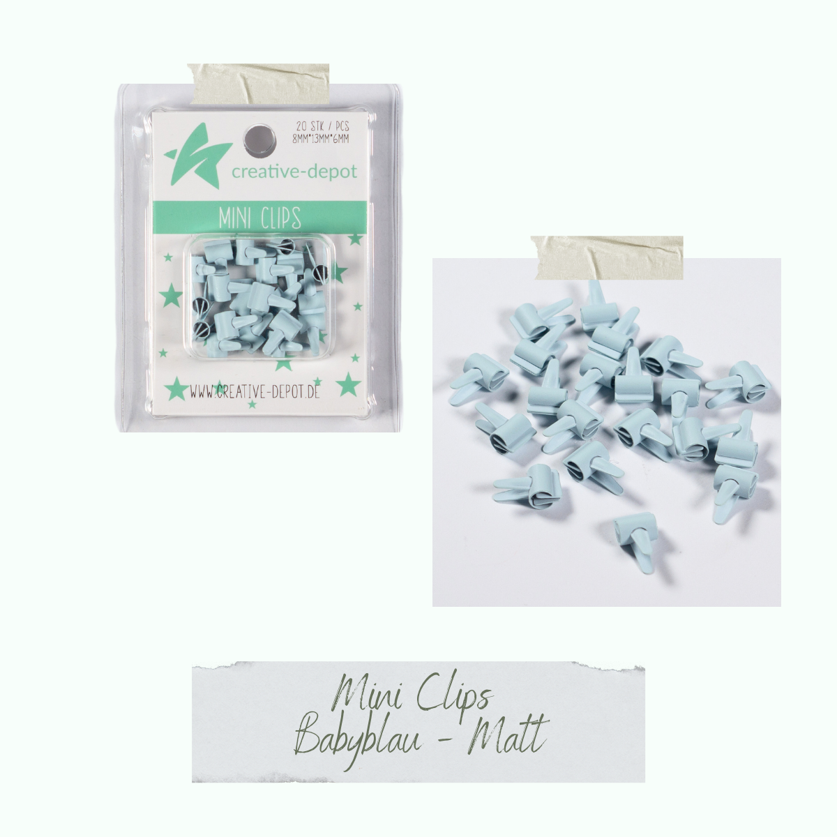 Mini Clip - Baby Blau - Matt - 20 Stück Mini Clip - Baby Blau - Matt - 20 Stück