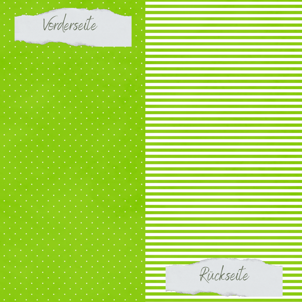 Designpapier - Basic - Apfelgrün - Mini Pünktchen + Schmale Streifen - Doppelseitig bedruckt
