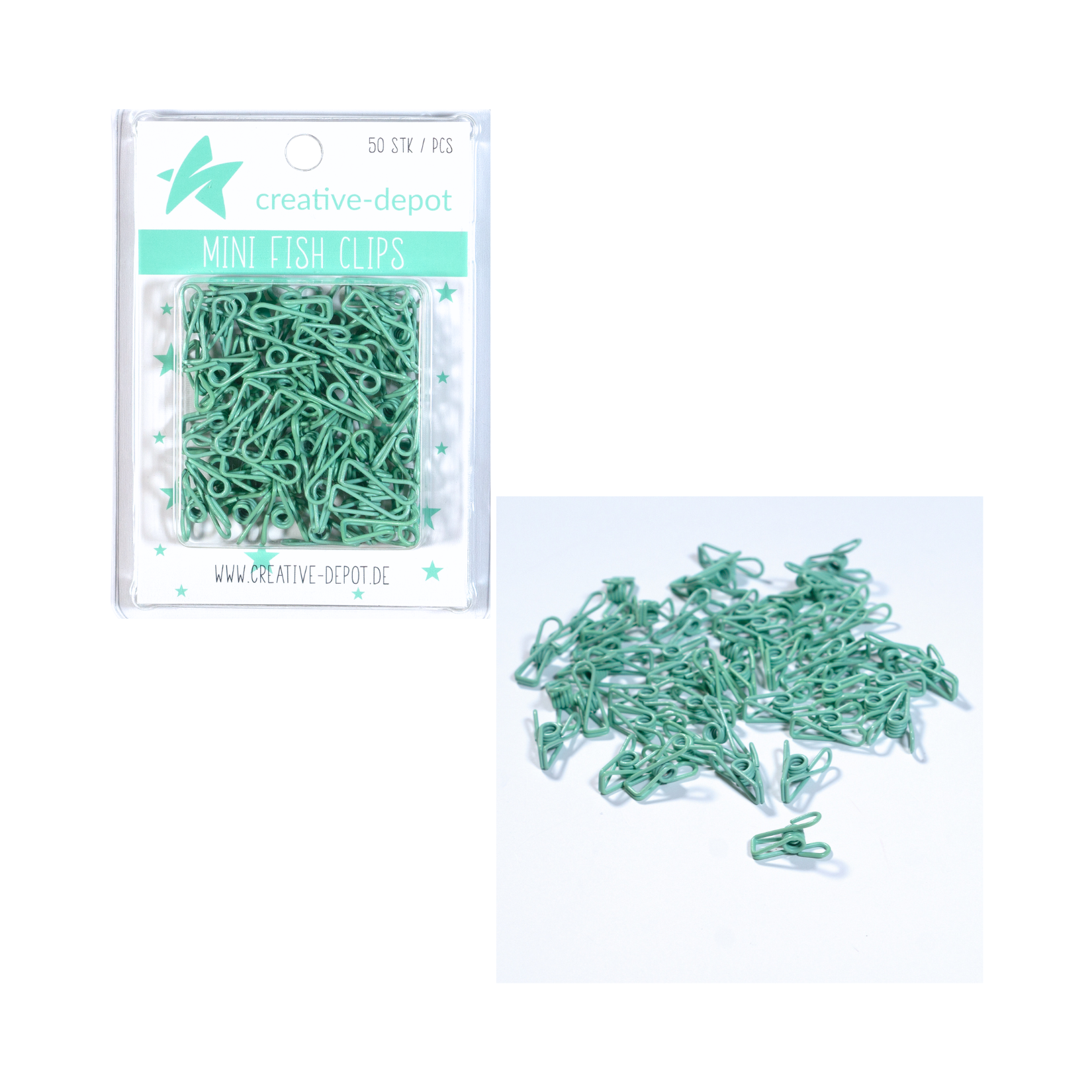 Mini Fish Clip - Eukalyptus - Matt - 50 Stück