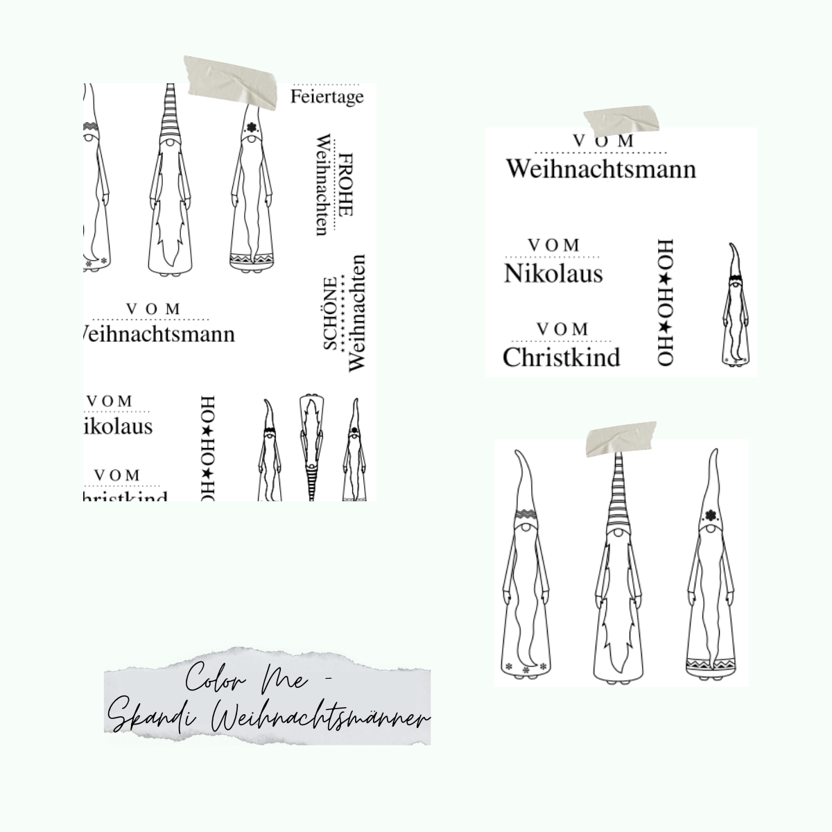 Stamp set - Color me - Skandinavische Weihnachtsmänner