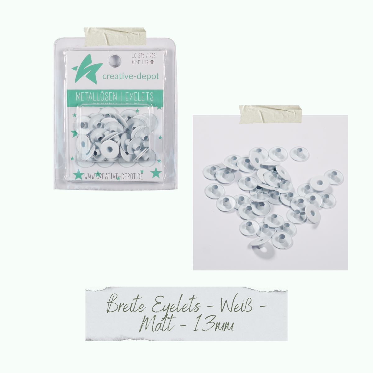 CD-EY-041_Breite-Eyelets-Weiss-Matt-13mm Breite Eyelets - Weiß - Matt - 13 mm