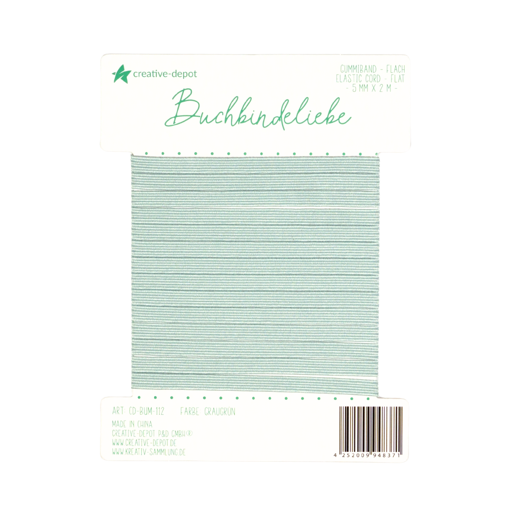 Gummiband - Graugrün - flach - Buchbindeliebe