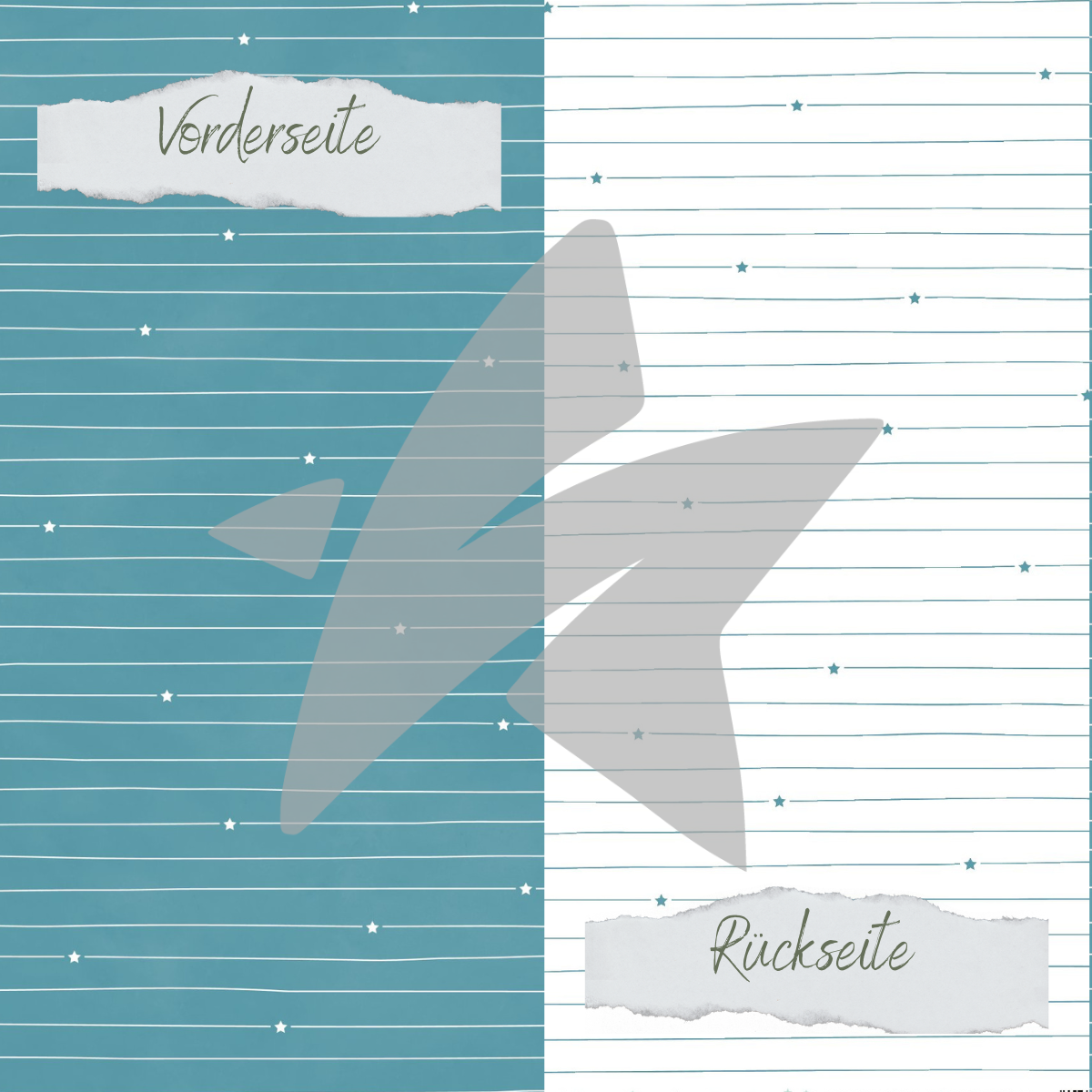 CD-BP-022 Designpapier - Basic - Salbei - Doodle Linien mit Sternchen - Doppelseitig bedruckt